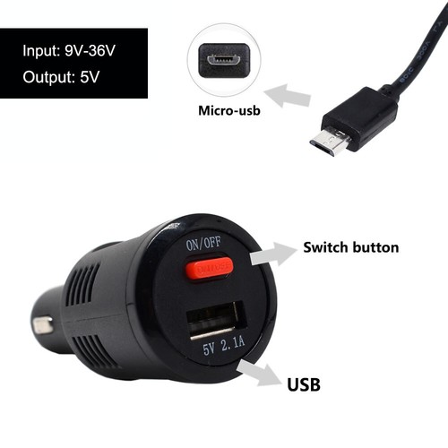 Cigarette Lighter Power Cable for Dash Camera with USB Charger and Switch Button - Picture 10 of 24