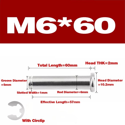 304 SS Flat Head Shaft Pin / Grooved Cylindrical Pin / Snap Ring Locating Pin - Picture 45 of 86