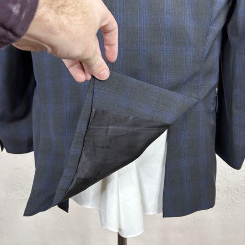 Traje de 2 piezas para hombre Calvin Klein 42R 34x28 gris carbón azul tartán a cuadros - Imagen 9 de 13