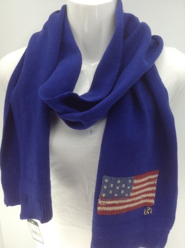 Ralph Lauren Damen-Winterschal blau amerikanische Flagge 80 % Wolle – $ 58 unverbindliche Preisempfehlung des Herstellers - Bild 1 von 8