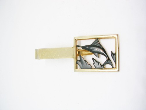 Vintage Tie Clip Sailfish Tie Bar Sport Fisher Gift SWANK Tie Clasp - Picture 2 of 3