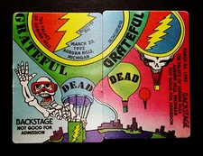Grateful Dead Backstage Pass Puzzle Balloon 1992 Michigan MI Auburn 3/23,24/92
