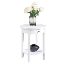 American Heritage Baldwin One-Drawer End Table with Shelf in White Wood Finish