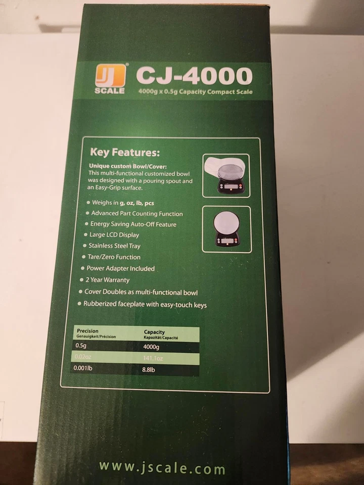 Báscula digital compacta Jennings CJ-4000 4000 g x 0,5 g PCS JScale negra CA Foto 2 de 4