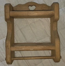 Vintage Handmade Heart Shelves 2 Tier Solid Wood Country Farmhouse w/ Towel Bar