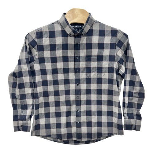 Mizzen + Main Men Shirt XXL Checker Plaid Trim Fit Stretch Long Sleeve Button Up - Picture 2 of 9