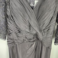 NWT La Femme 23244 Ruched Twist Column Gown in Gunmetal Size 12 #0584 7