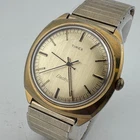 Vintage Classic Timex Electric Watch Men Gold Tone Stretch Analog New Battery