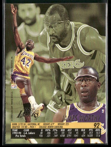 James Worthy 1994-95 Ultra #92 Los Angeles Lakers - Picture 2 of 2