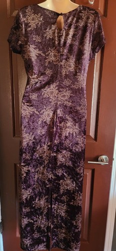 80’s Vintage DBY Floral Burnout Goth Velvet Maroon Maxi Dress Size 9 - Picture 4 of 8