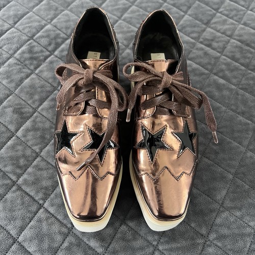 Stella McCartney Elyse Shoes Womens 5 35 Star Platform Bronze Metallic - Picture 2 of 18