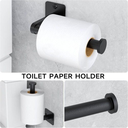 Matte Black Bathroom Accessories Set, KLJKPA 4 Pieces Bathroom Hardware Set, 24 - Picture 5 of 8