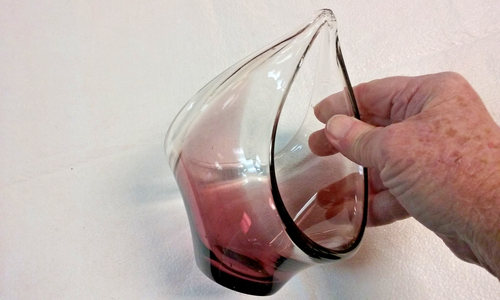 vintage Viking Art Glass MCM Split Swung Vase Purple Amethyst 7" tall Bowl - Picture 5 of 9