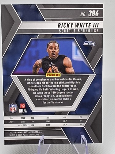 2025 Panini Mosaic Football - Ricky White III #386 (RC) - Foto 2 di 2