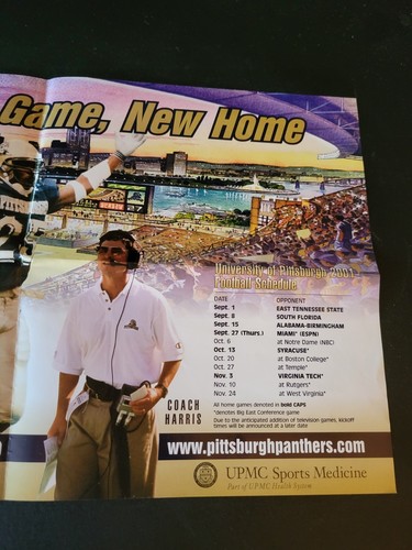 Pittsburgh Panthers Football 2001 Season Schedule Poster - Picture 3 of 4