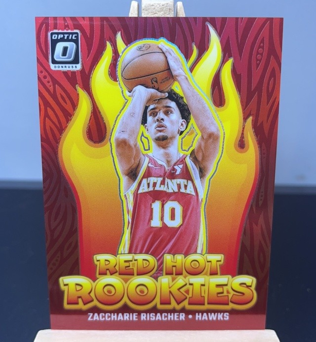 Zaccharie Risacher 2024-25 Panini Donruss Optic Red Hot Rookies Red Prizm /99 RC