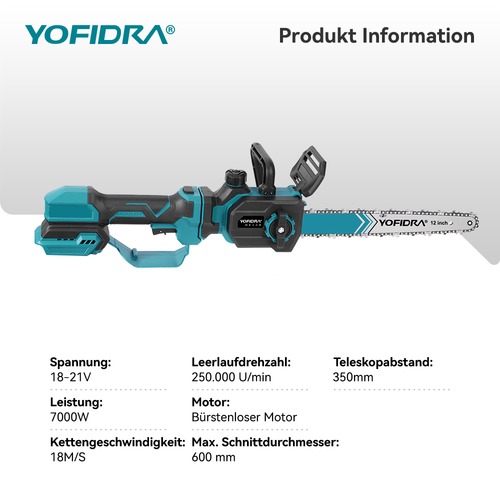 Akku Kettensäge Teleskop Hochentaster Astsäge Heckenschere Für Makita 18V Akku - Bild 2 von 14