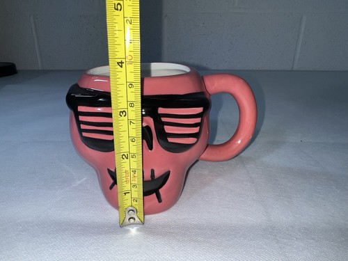 Hyde & Eek Rosa Totenkopf Steingut Kaffeetassen Tassen Zielscheibe 2er Set - Bild 2 von 8