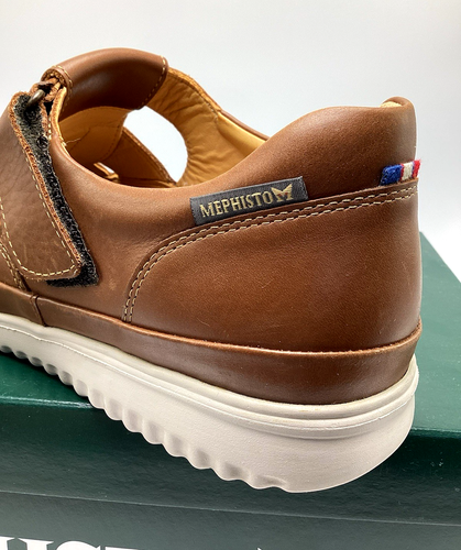 ZAPATO MEPHISTO TAREK PARA HOMBRE EE. UU. 9 BRONCEADO GRANO COMPLETO CUERO GANCHO Y BUCLE CINTA SANDALIA - Imagen 6 de 19