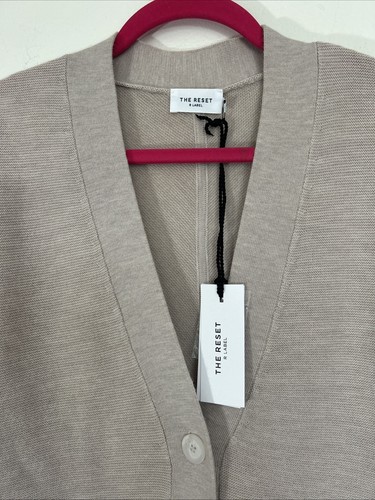 The Reset R Label elegant wool kimono sleeve cardigan in deep plum, size L/XL - Picture 3 of 11