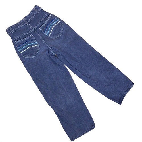 Vintage 80s Sanroy Kids Size 10 Denim Jeans High Waist Disco Fancy Pocket Unisex