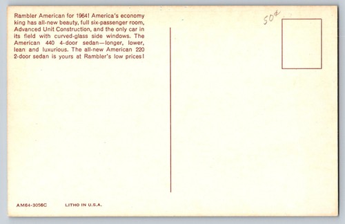 Postcard - 1964 Ramblers 440 & 220 Advertising - Picture 2 of 2