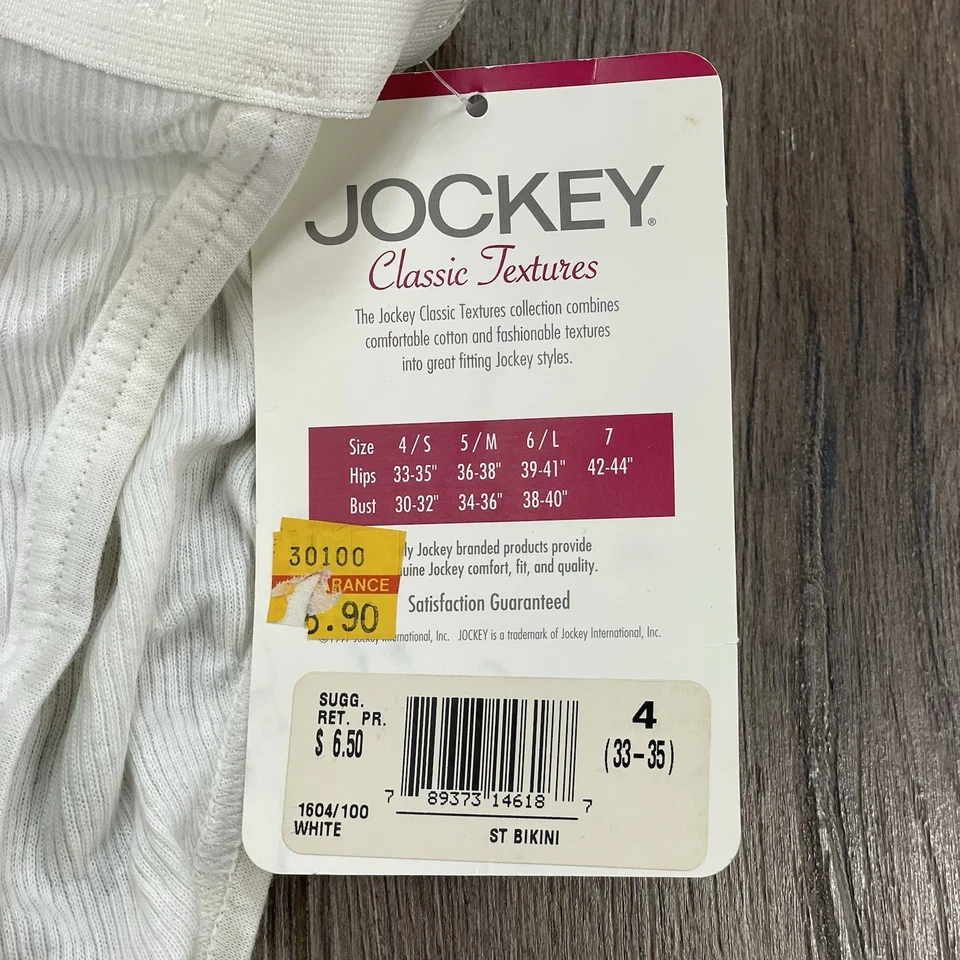 Vintage Jockey Women's Size 4 ST Bikini Panties White NOS NWT READ - Image 4 of 4