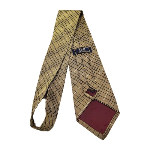 Corbata XMI patrón de cuadros dorados para hombre corbata de seda serie 325 59x3,75" - Imagen 5 de 5