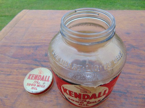 VTG KENDALL The 2000 Mile Oil One Quart Glass Jar w/ Paper Label Bradford PA - Picture 8 of 16