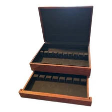 Vintage Large Sterling Silverplate Flatware Wooden Storage Chest Case Box