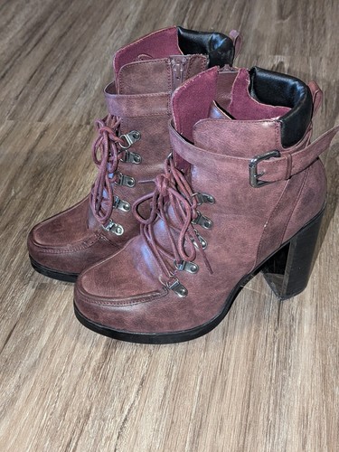 Torrid Ox Blood Lace up Combat Boots Size 9.5W Maroon Shoes In Box Booties - Picture 4 of 18
