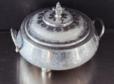 Genuine Antique Middle Eastern Solid Silver  Sugar Bowl By ZOOFAN
