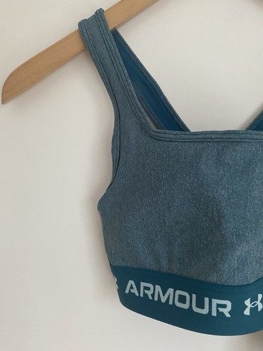 Under Armour Mid Crossback Womens Sports Bra Green Compression Removable Cups XS - Picture 2 of 9