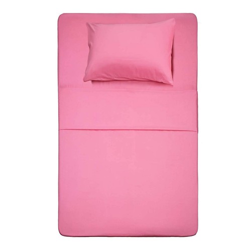 3 Piece Bed Sheet Set (Twin,Peach Pink) 1 Flat Sheet,1 Fitted Sheet and 1 Pil...