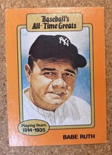 1987 Hygrade Baseball's All-Time Greats Babe Ruth Baseball Card