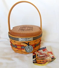 Longaberger 1997 Inaugural basket liner insert Clinton/Gore Lid tie on & card