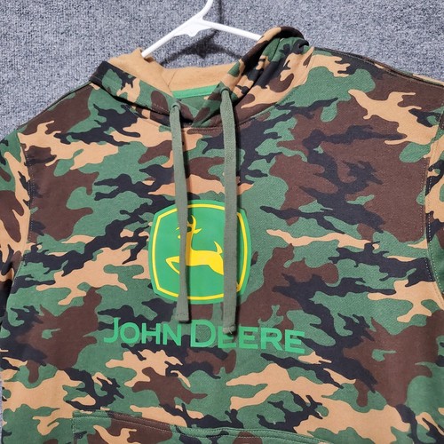 John Deere Core Camo Hoodie Herren Small Logo Outdoor Jagd Natur Hirsch Grunge - Bild 9 von 13