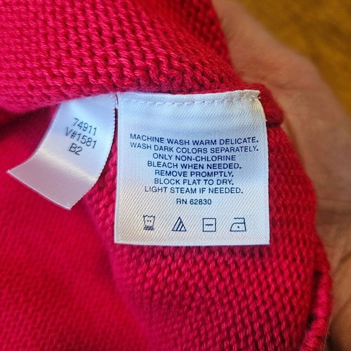 Lands’ End Maglione Gilet Uomo L Rosso Cotone Maglia Scollo V Pullover Preppy Old Money - Foto 7 di 8