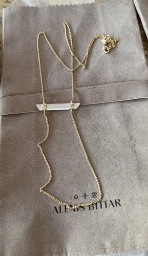 100% Authentic Alexis Bittar Silver/white Lucite & Crystal Bar Necklace - 第 5/10 張圖片