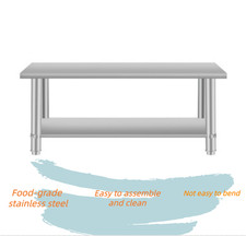 60*30*24 Stainless Steel Table Kitchen workbench Double-layer Shelf NSF