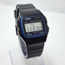 Vintage Casio F-91W (593) QUARTZ Digital Men's Watch ALARM CHRONO WR 30M