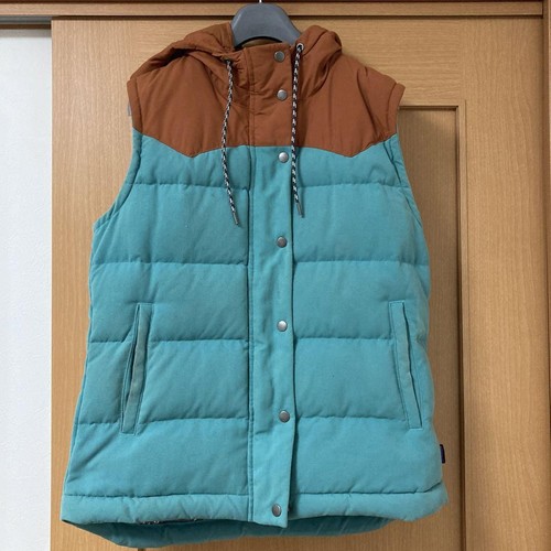 Patagonia Down Vest Size S Brown Turquoise Mushroom Pattern Women - Picture 2 of 10