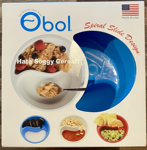 New 2012 Obol Original Never Soggy Blue Cereal Bowl USA MADE Sensory