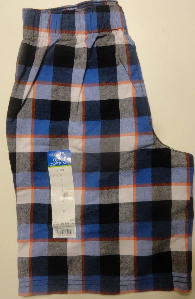 Pantalones cortos a cuadros azul y naranja Okie Dokie para niños tallas 5, 6, 7 Foto 2 de 2
