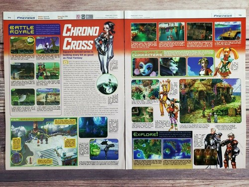 Poster stampa pubblicità promozionale Chrono Cross Playstation 1 PS1 2 pagine anteprima sneak peek  - Foto 1 di 2