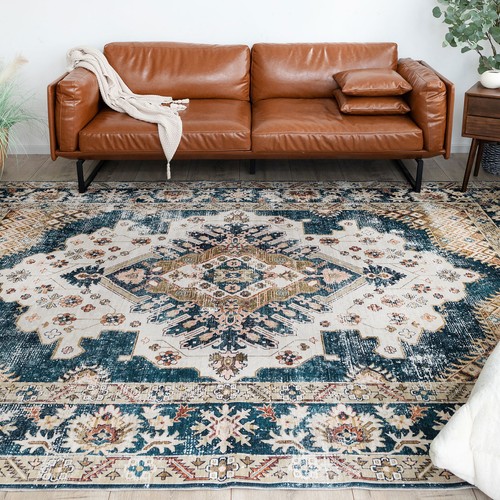 Extra Large Rugs Blue Pink Distressed Vintage Persian Carpet Hall Runner - Picture 20 of 27