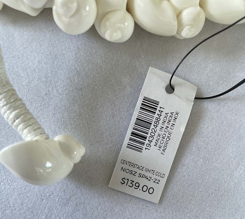 CHICO'S Statement White Faux Shell 3 Strands Long Chunky Necklace NWT $139 - Picture 4 of 4