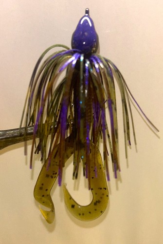 Bass Jigs Finesse 10 total: GREEN PUMP/PURPLE 3-5/16 3-3/8 4-1/2 w/Trailers - Picture 4 of 6