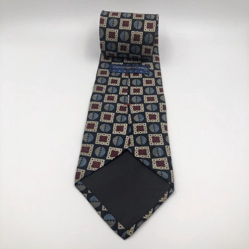 Cambridge Classics Mervyns 100% Italian Silk Vintage Tie Necktie Blue Maroon Tan - Picture 5 of 9
