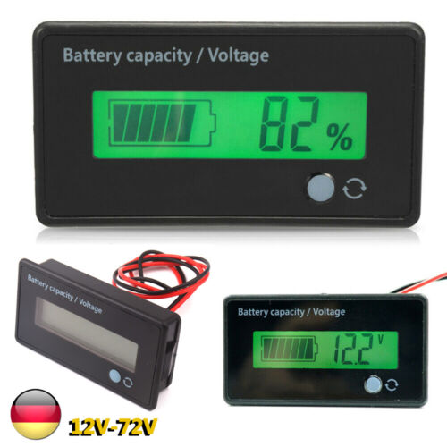 LCD Batterieanzeige Voltmeter Monitor Füllstandsanzeige Anzeige Lampen 12V-72V - Bild 3 von 9